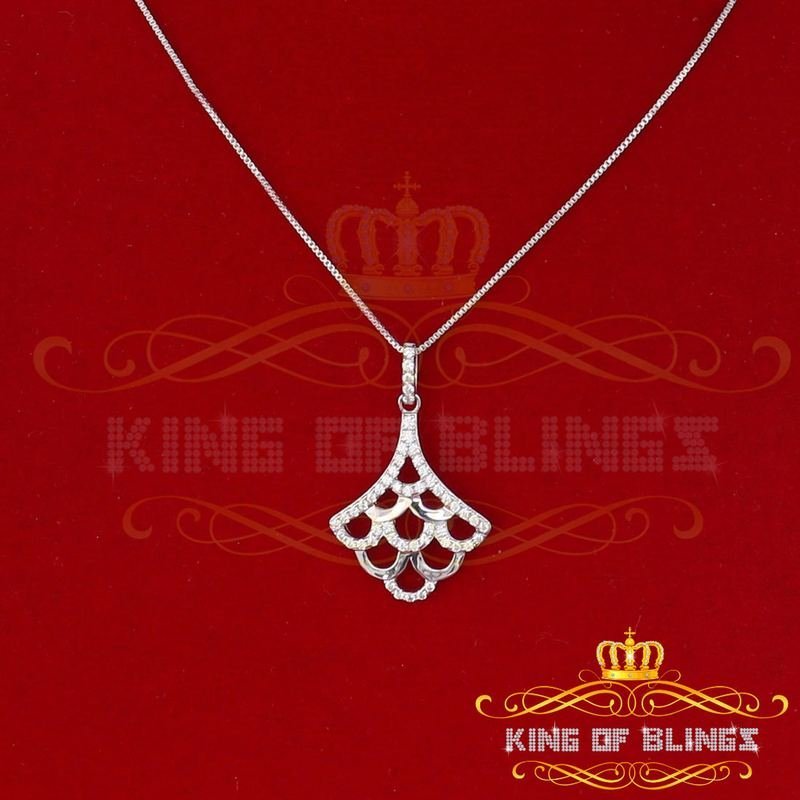 10K White Gold Finish with Lab Created Diamonds Design Silver Pendant