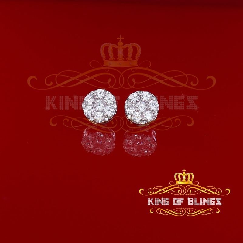 Men's Hip Hop Iced Flower Cluster Sterling Silver Screw Back Stud Earrings