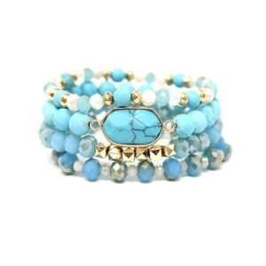Turquoise and Soapstone Beaded Stretch Bracelet