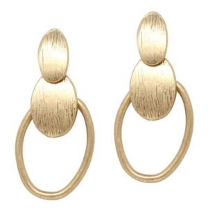 Scratch metal oval earring