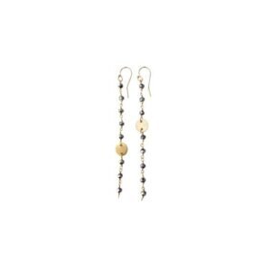 Polished Pyrite Coin Long Chain Earring