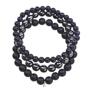 Black Onyx Matte Beaded Bracelet Set