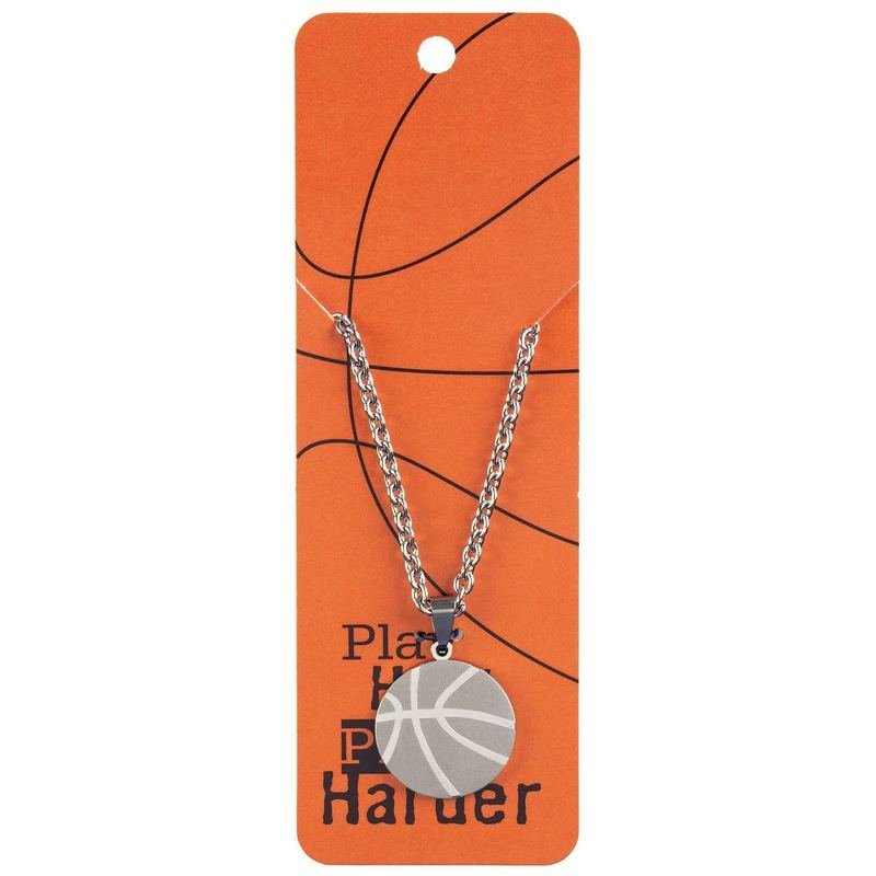 Necklace Basketball Pray Hard Him Ssteel