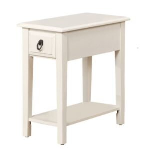 23" White Solid Wood End Table With Drawer And Shelf
