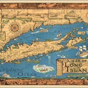 16" x 24" Vintage 1933 Map of Long Island Wall Art