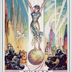 Vintage 1933 Chicago Worlds Fair Unframed Print Wall Art