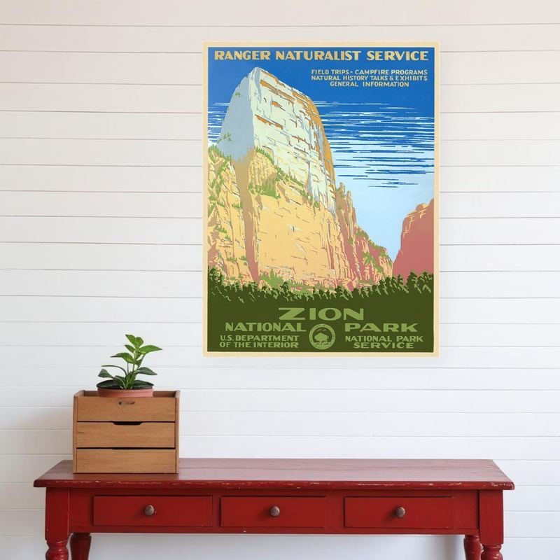 18" x 24" Zion National Park c1938 Vintage Travel Poster Wall Art