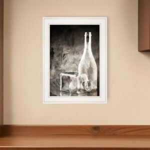 Moody Gray Glassware Still Life 1 White Framed Print Kitchen Wall Art