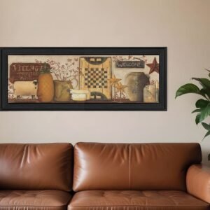 Village Welcome Black Framed Print Wall Art