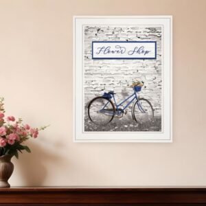 Flower Shop Bicycle 1 White Framed Print Wall Art