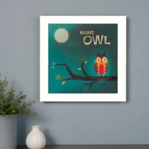 Night Owl 1 White Framed Print Wall Art