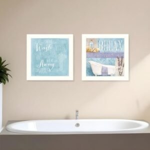 Set Of Two Wash White Framed Print Bathroom Wall Art