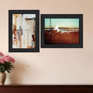 Set Of Two Abstract Flight 2 Black Framed Print Wall Art