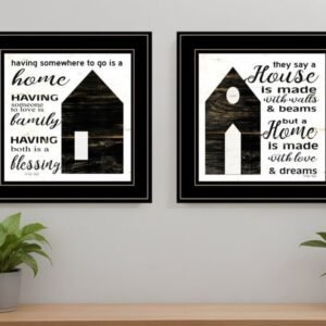 Set Of Two House or Blessing Black Framed Print Wall Art