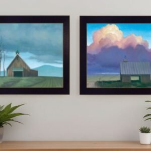 Set Of Two Two Barnscapes 2 Black Framed Print Wall Art