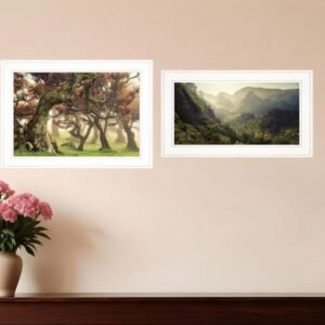 Set Of Two The Land of Hobbits 1 White Framed Print Wall Art