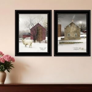 Set Of Two Cold Winter 2 Black Framed Print Wall Art