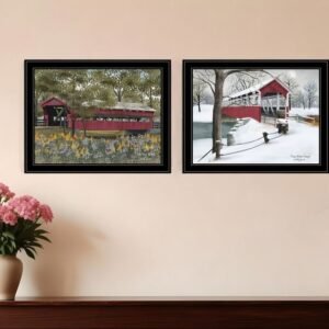 Set Of Two Covered Bridge Collection II 2 Black Framed Print Wall Art