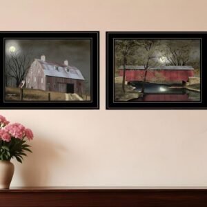 Midnight Moon Black Framed Print Wall Art