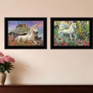 Set Of Two Unicorns For You 2 Black Framed Print Wall Art