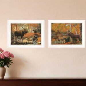 Set Of Two Call of the Wild 1 White Framed Print Wall Art