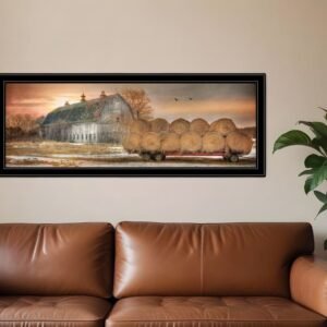 Sunset on the Farm 2 Black Framed Print Wall Art