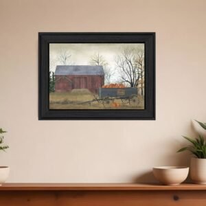 Pumpkin Wagon 3 Black Framed Print Wall Art