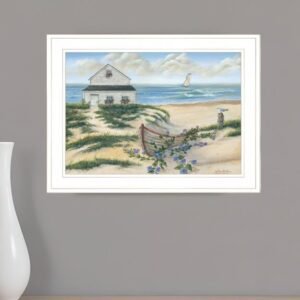 Beach Cottage II 2 White Framed Print Wall Art