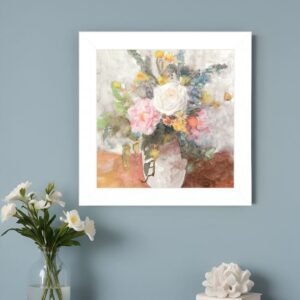 Table Bouquet 2 White Framed Print Wall Art