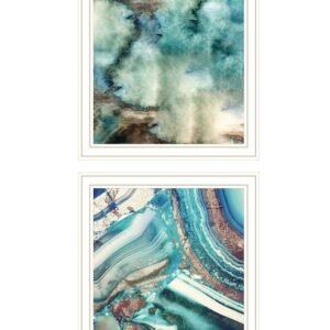 Set Of Two Earth tones I and Sea II 2 White Framed Print Wall Art