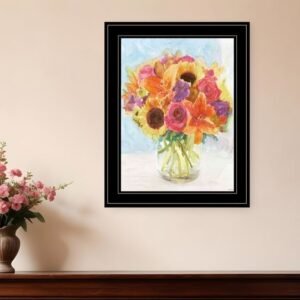 Vases with Flowers 1 Black Framed Print Wall Art