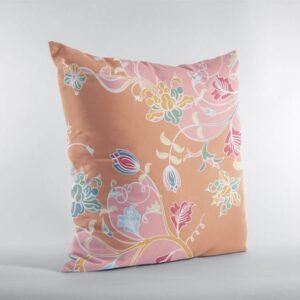 18" Pink Orange Garden Zippered Suede Throw Pillow