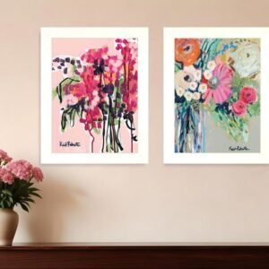 Set Of Two Garden Flowers White Framed Print Wall Art