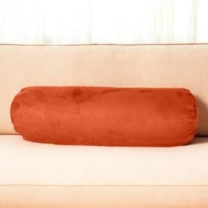 8" X 20" Burnt Orange Zippered Microsuede Solid Color Bolster Pillow
