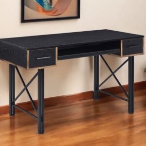 47" Black Computer Desk With Two Drawers