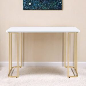 48" White and Gold Writing Desk