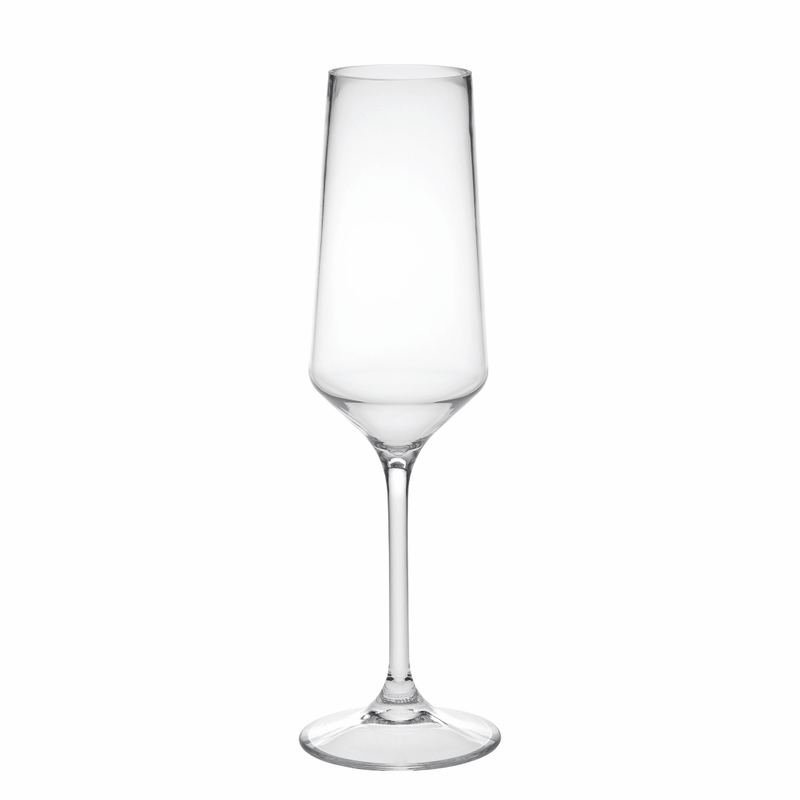 Set of Four Clear Tritan Plastic Stemmed Flutes