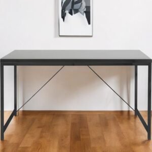 47" Black Wood and Stainless Steel Writing Desk