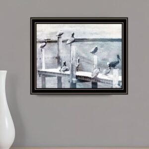 Birds on the Pier Black Framed Print Wall Art