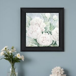 Peaceful Peonies In Full Bloom Black Framed Print Wall Art