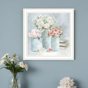 Pastel Peonies Pretties White Framed Print Wall Art
