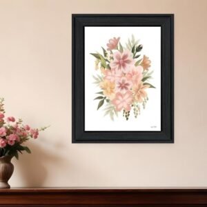 Peachy Petals Black Framed Print Wall Art
