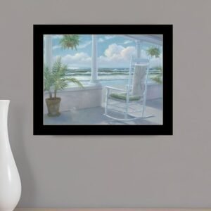 Coastal Porch Black Framed Print Wall Art