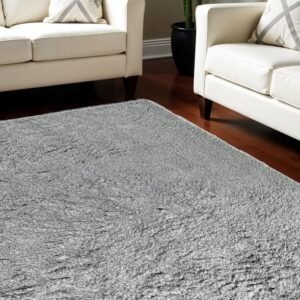 7' X 10' Gray Shag Hand Tufted Area Rug