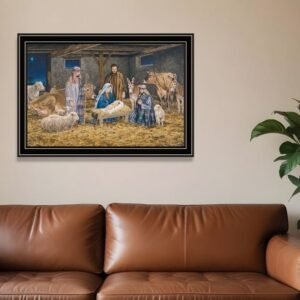 The Birth of Christ Black Framed Wall Art