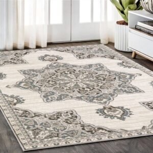 5' X 8' Gray And Blue Medallion Area Rug