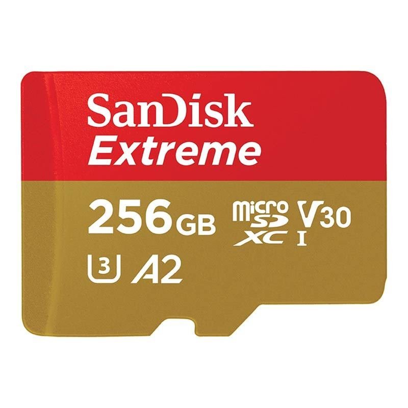 SanDisk Extreme, microSDXC, Memory Card, 256GB, UHS-I, 4K, Class 10, with Adapter, 190/130MBs, V30