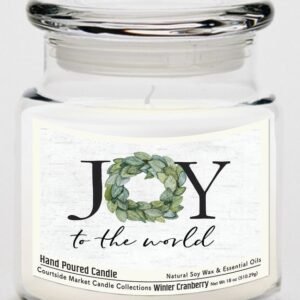Courtside Market Joy to the world Candle Glass Jar with Glass Lid