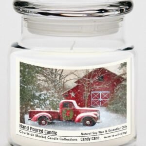 Courtside Market Barn with truck Candle Glass Jar with Glass Lid