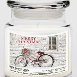 Courtside Market Merry Christmas Candle Glass Jar with Glass Lid